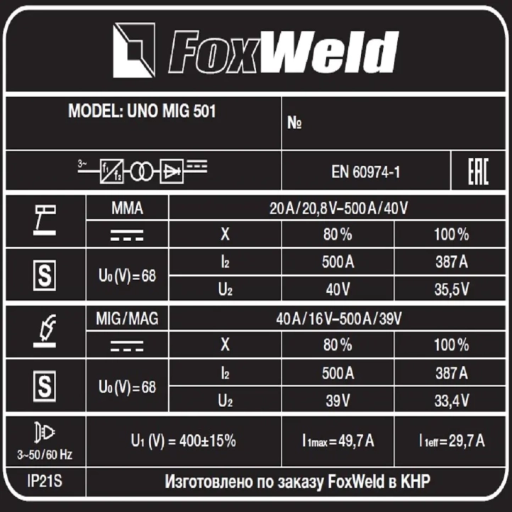 FoxWeld Uno MIG 501